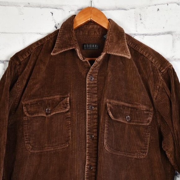 Vintage 90s Grunge Wide Wale Corduroy Shacket / Jacket / Button up Shirt Pockets - Picture 2 of 8